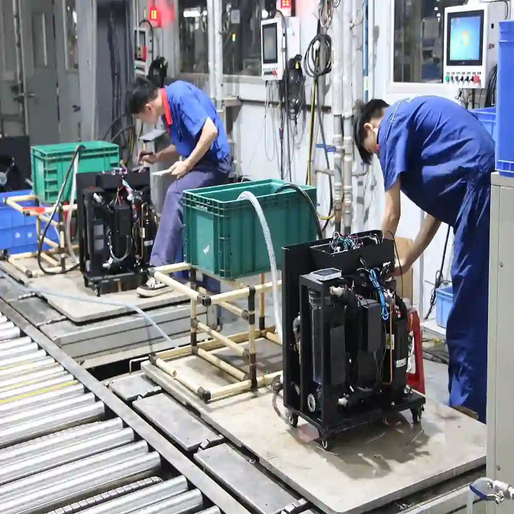 Cold plunge chiller assembly and inspection in production