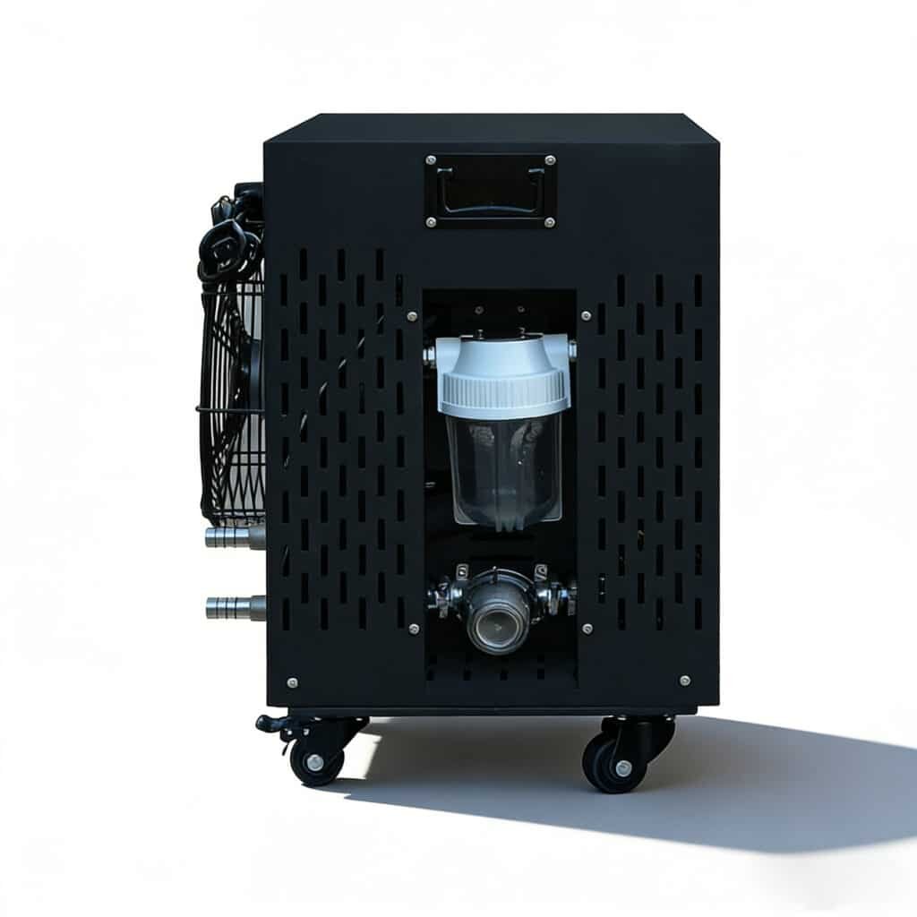 integrated cartridge filter and water connections on CHU-15 chiller
