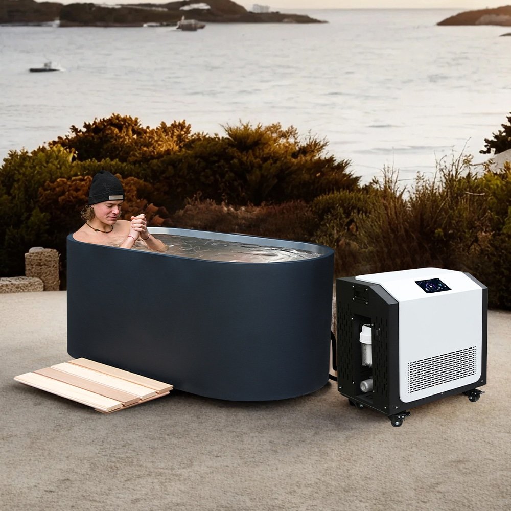 Cold plunge tub and chiller combined into a complete system
