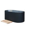 Outdoor cold plunge tub with matte black exterior and stainless steel inner tub