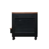 Side view of best cold plunge tub, showing black panel with ventilation grilles and movable wheels, premium ice bath chiller