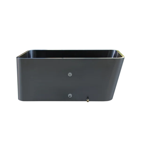 End profile of ice bath tub for sale, modern stainless steel finish, robust and durable design for recovery routines
