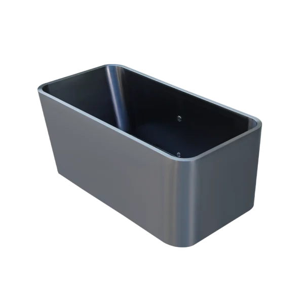 Side profile of ice bath tub for sale, brushed stainless steel finish with drain valve, suitable for cold water immersion