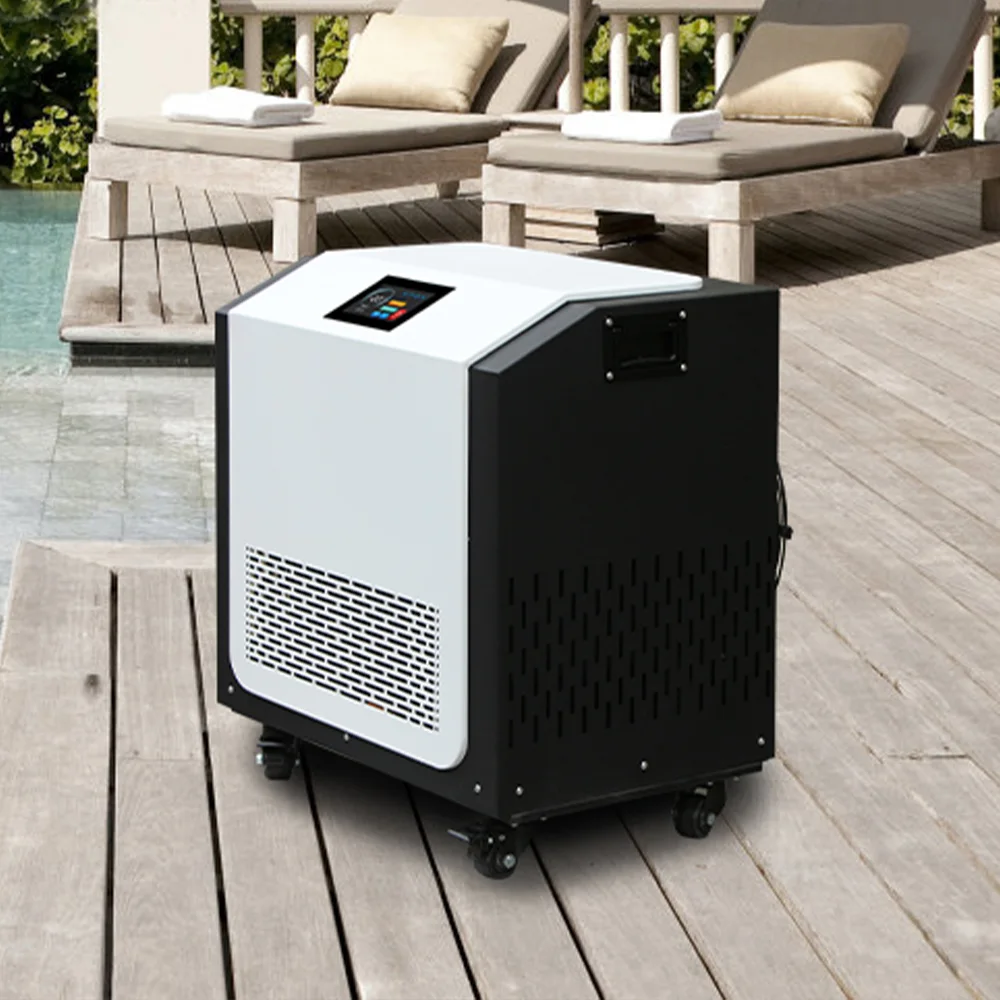 OMNI Therapy 1HP cold plunge chiller with foam-insulated lid, external water filter, and portable design for home ice bath setups