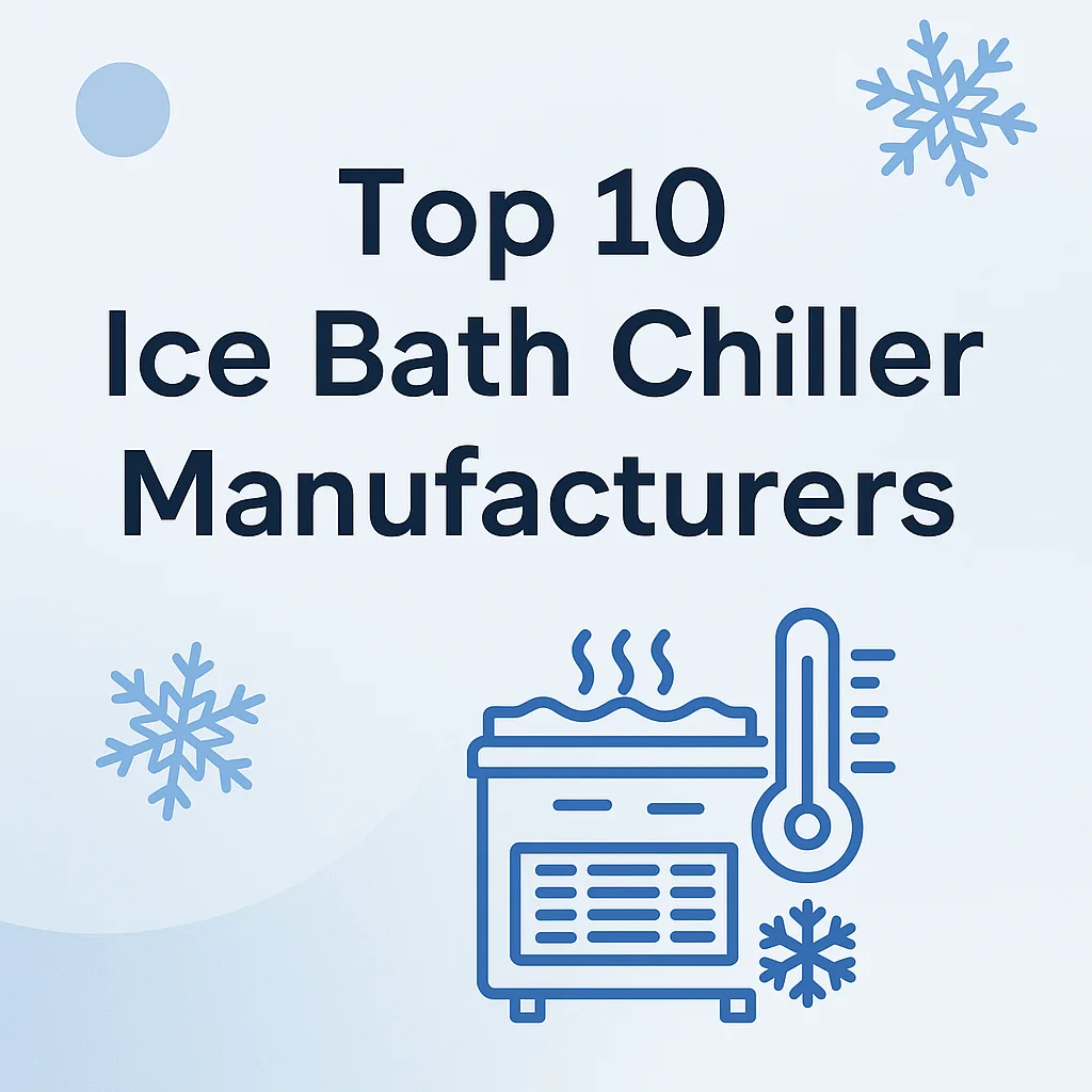 Factory background with OMNI Therapy cold plunge chiller unit, highlighting 0°C deep-freeze capability and OEM options
