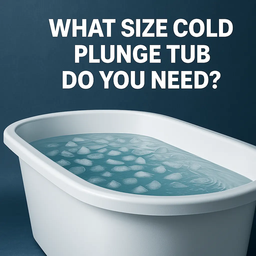 A minimalist illustration of a cold plunge tub with ice cubes and a chiller unit, representing the best cold plunge chiller for home use