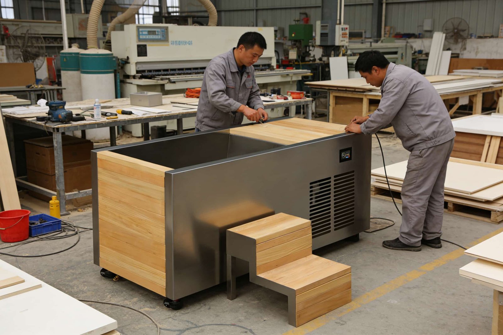 Outdoor cold plunge tub project for wellness facilities