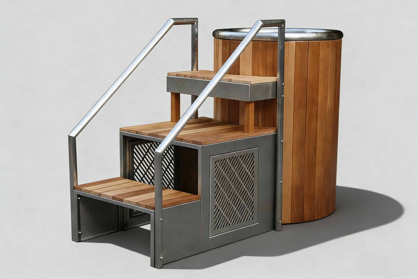 Professional Stainless Steel Ice Bath System with Safety Stairs and Handrails for Sports Clinics