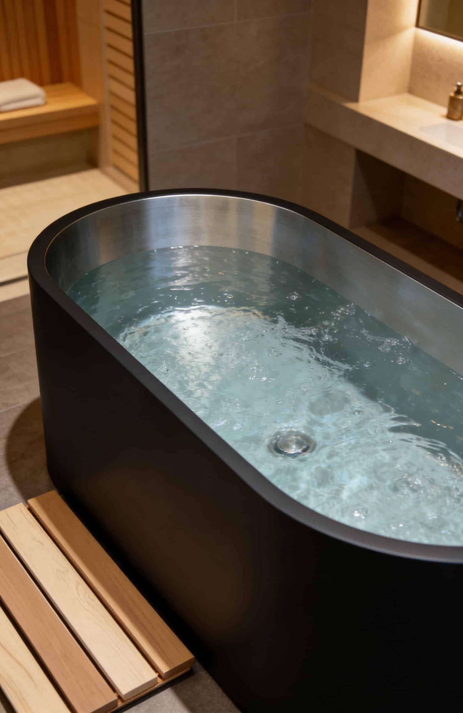 Premium oval cold plunge tub for elite sports recovery and professional training centers