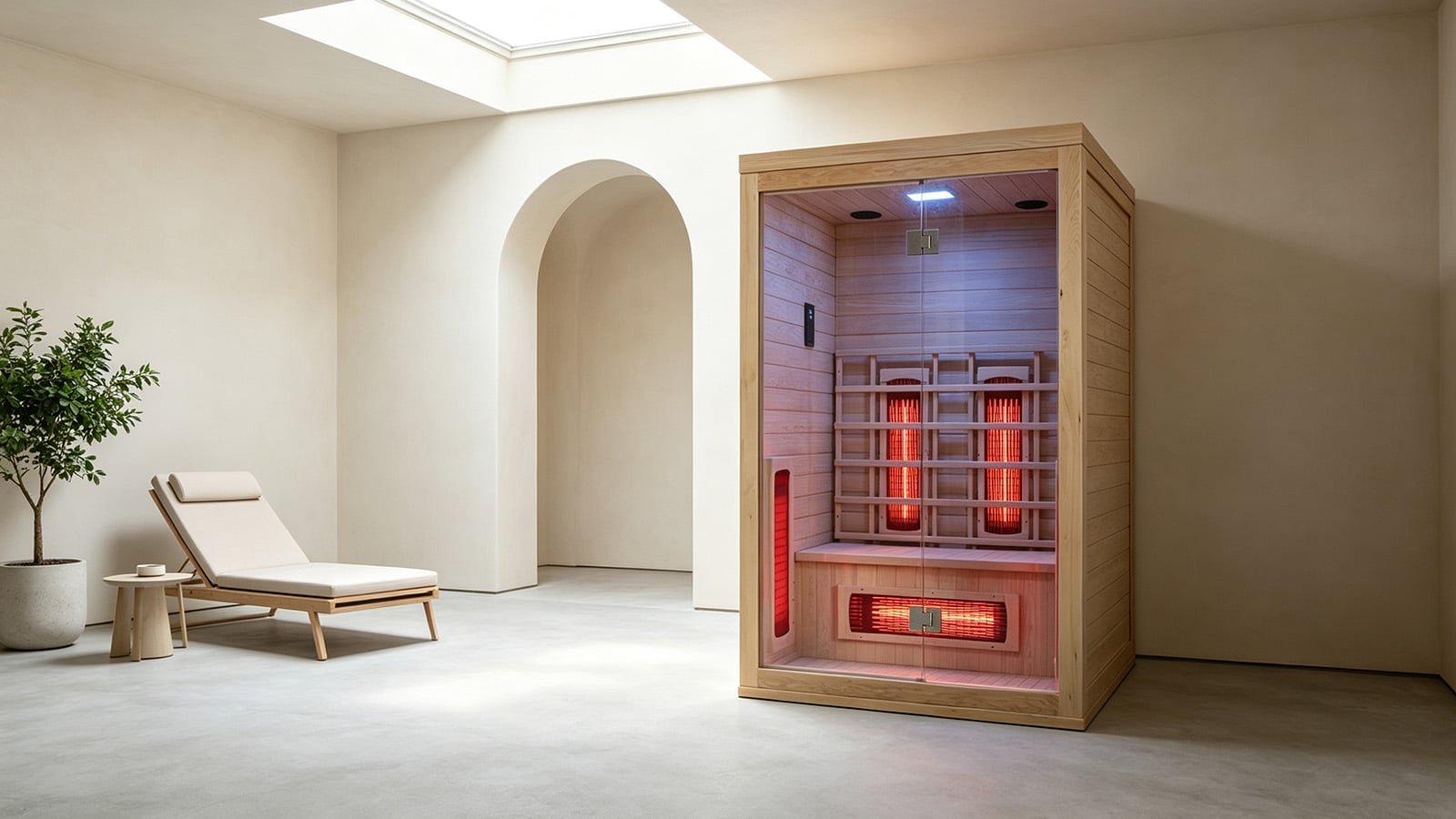 infrared sauna manufacturer collection by OMNI Ice featuring OMNI Ice Aura-D5 sauna with a visible radiant-panel layout
