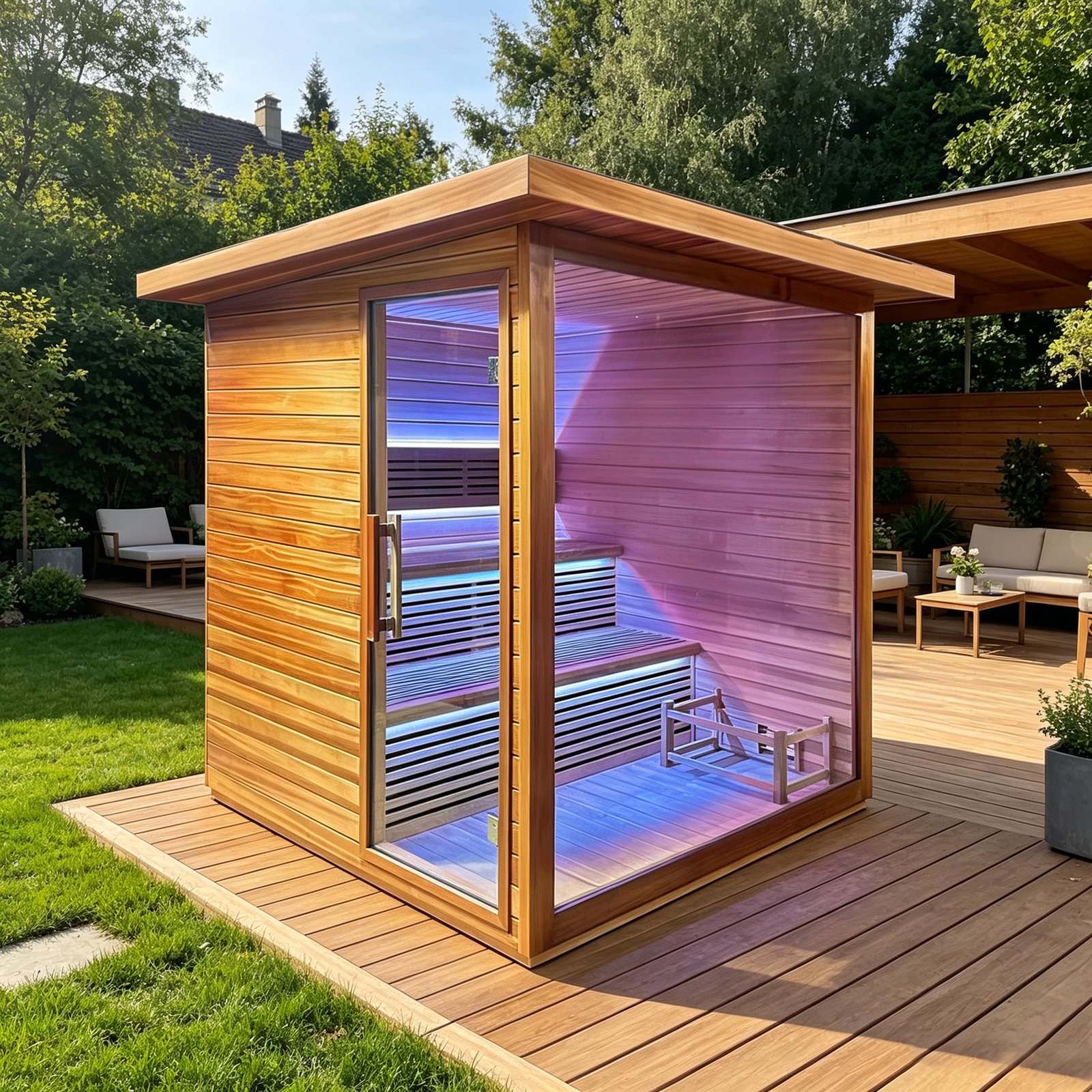 OMNI Ice Sol-A outdoor sauna room for a garden installation