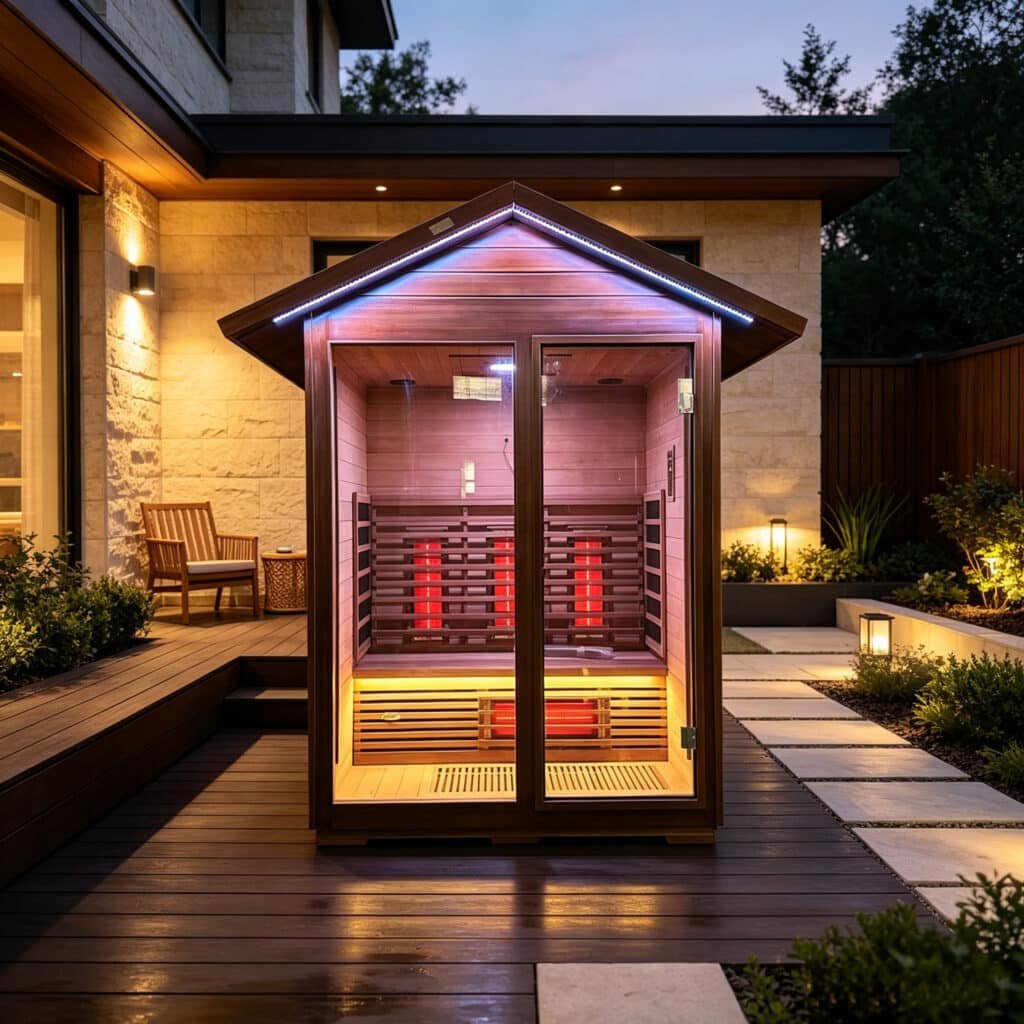 OMNI Ice Sol-G outdoor sauna installation scene 09