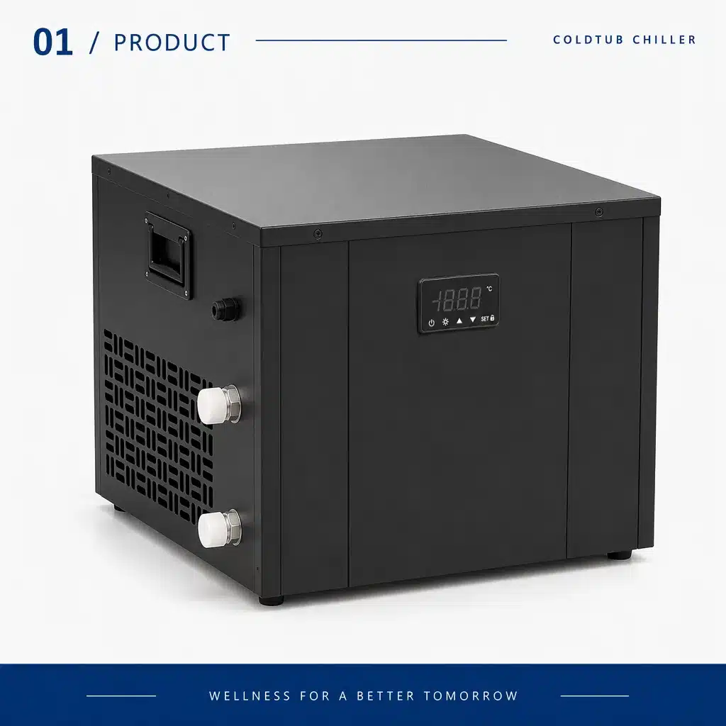 New CH-08-RV-Ⅱ compact 0.8HP ice bath chiller with digital controller and side handles